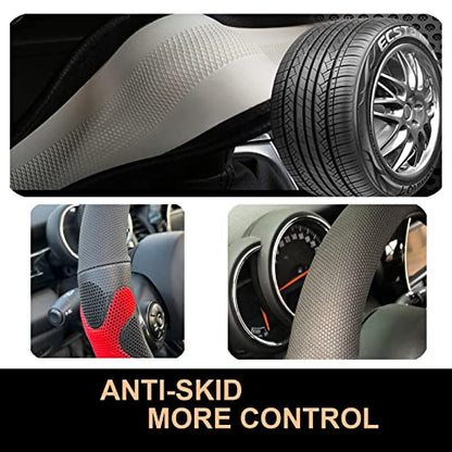 PINCTROT Comfy Grip Steering Wheel Cover, Anti-Slip Design, Universal 14.5-15 Inch(Silicone Red) - color: 2.Red, size: Medium(Standard) Size[14 1/2''-15'']