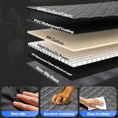 Back Seat Extender for Dogs,Hard Bottom Dog Car Seat Cover for Back Seat,Waterproof Dog Hammock with Door Protection, Anti-Scratch Pet Back Seat Cover for Car, SUV, Truck, Holds 420lbs, Black - size: Door Mounted