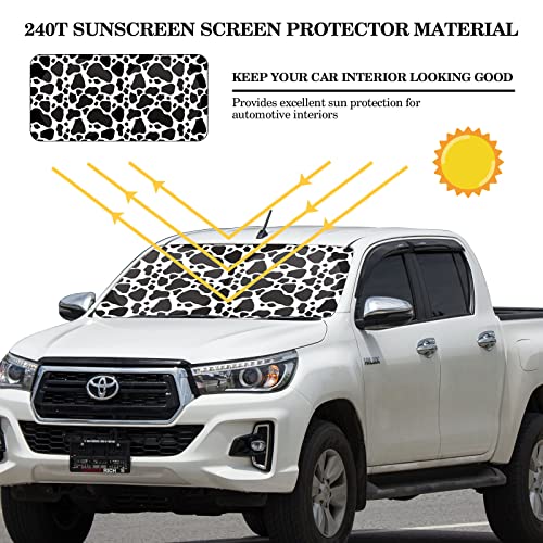 Windshield Sun Shade Foldable Car Front Window Covers for Car Accessories Sun Heat UV Rays Visor Protector Protection for Universal Cars SUV Truck(Cow Print) - style: Cow Print