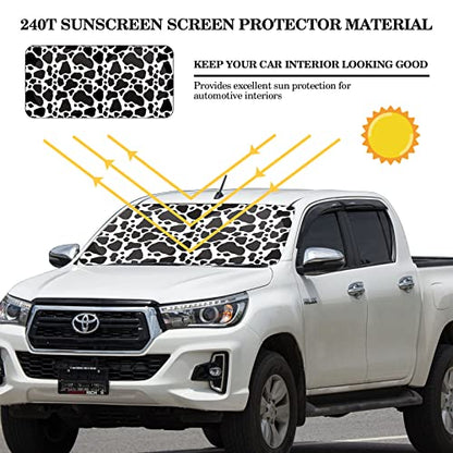 Windshield Sun Shade Foldable Car Front Window Covers for Car Accessories Sun Heat UV Rays Visor Protector Protection for Universal Cars SUV Truck(Cow Print) - style: Cow Print