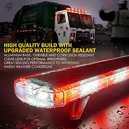 Xprite 48 Inch LED Rooftop Emergency Strobe Lights Bar w/Adjustable Mounting Brackets, Warning Flashing Lightbar for Security POV Rescue Tow Trucks Firefighter Ambulance First Responder - White Red - color: White Red