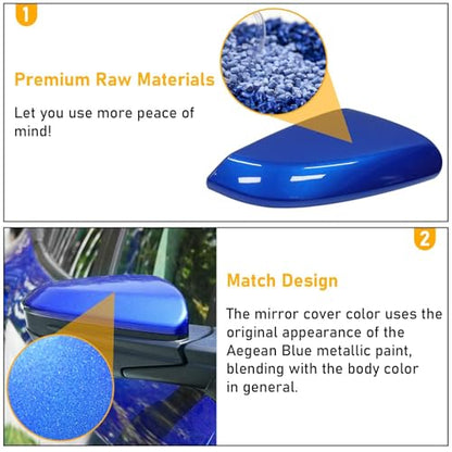 Moonlinks Compatible with 2016-2021 Honda Civic Mirror Cover Replacement for Passenger Side,Aegean Blue Metallic for 10th Gen Civic,2019-2022 Insight,RH Side Rearview Mirror Cap Trim(1PC) - size: 10th-Right Blue