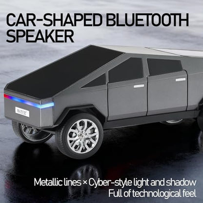WS-580 Futuristic Pickup Truck Bluetooth Replica Speaker with LED Display Screen – TWS, FM, USB/TF, LED Headlights, Mic, Practical Gift for Car Model Fans, Audio Users & Tech Hobbyists (Gray) - color: Gray