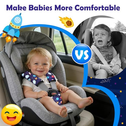 3 Pcs Car Seat Stroller Straps Pads for Baby, Newborn Soft Shoulder Strap and Crotch Covers, Universal Shoulder Straps Pads for Car Seat, Pushchair, High Chair (Starry Sky) - color: Starry Sky