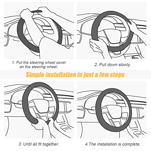 Car Steering Wheel Cover, Microfiber Breathable Ice Silk Leather Steering Wheel Cover Soft Anti-Slip Safety, 15inch Four Season Universal Fits for Most Truck,SUV,Cars (Green) - color: Green
