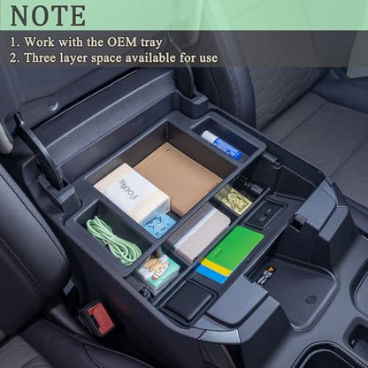 PIMCAR Full Center Console Organizer for 2022-2026 Refreshed Chevy Silverado/GMC Sierra 1500, 2024-2026 Silverado/Sierra 2500HD 3500HD (Full Console w/Bucket Seats ONLY) - color: 22-26 1500 Refreshed & 24-26 2500HD/3500HD Black