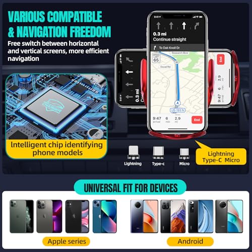 Wireless Car Charger, MAX 15W Fast Charging Auto Clamping, Sensing Phone Holder Mount, fit for iPhone 16 15 14 13 12 Pro Max Xs X, Samsung Galaxy S24 Ultra S23 S22 S21 S20 Note20 (4-Red) - color: 4-Red