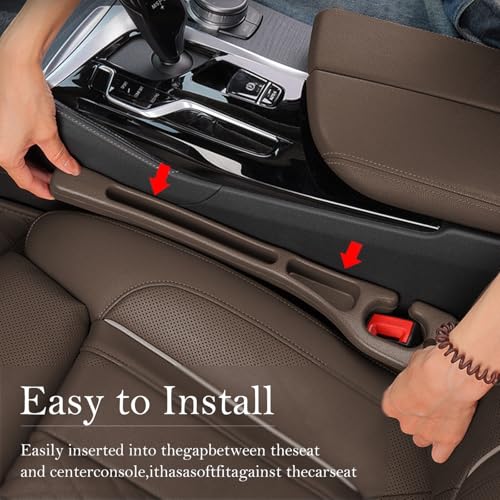 Car Seat Gap Filler 2-Pack, Universal Car Seat Gap Filler Organizer, Seat Gap Plug – Fills Gap Between Seat & Console (Brown) - color: BROWN