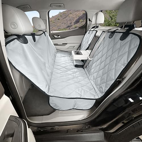 4Knines Dog Hammock for Cars, SUVs, and Small Trucks (Regular Size, Grey) – Rear Seat Cover for 60/40 Split Bench w/Armrest & Seatbelt Access – Heavy Duty, Waterproof, Easy Install, Machine Washable - color: Grey, size: Regular