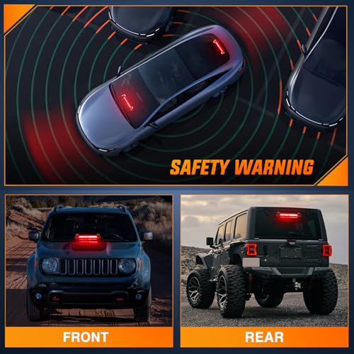 Nilight 12LED Traffic Advisor Strobe Light Bar Red Emergency Warning Hazard Safety Dash Front/Rear Windshield Flashing Lights for Cars Trucks Police Firefighter Plow Construction Vehicles - color: Red