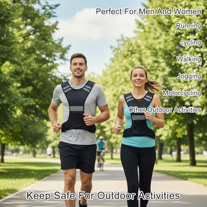 Ptwola Reflective Running Vest High Visibility Running Gear with Large Pocket Night Lightweight Reflective Safety Vest - color: Black