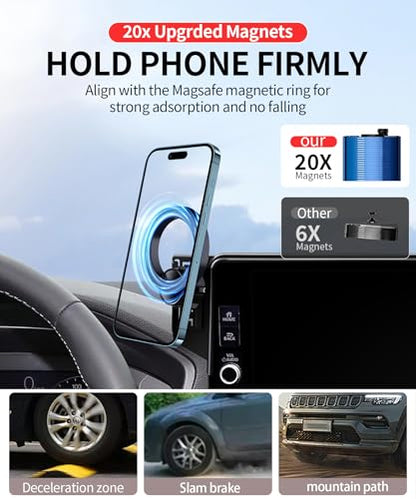 MaserWeller Car Phone Holder for Honda HR-V HRV 2023-2026 Accessories/CR-V CRV 2023 2024 2025 2026 Accessories 7/9-inch Screen Fixed Clip,Phone Mount Compatible with MagSafe, 360° Cell Phone Holder - size: For 23-26 Cr-v & 23-26 Hr-v (7/9 Inch Screen Only