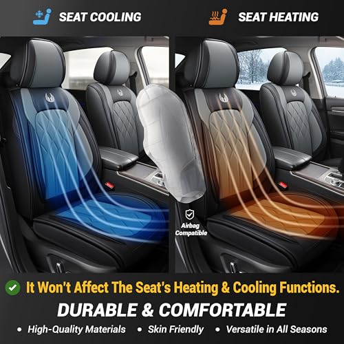 OASIS AUTO Car Seat Covers Full Set Premium Waterproof Faux Leather Cushion Universal Accessories Fit SUV Truck Sedan Automotive Vehicle Auto Interior Protector (OS013-Gray) - color: 013-Gray