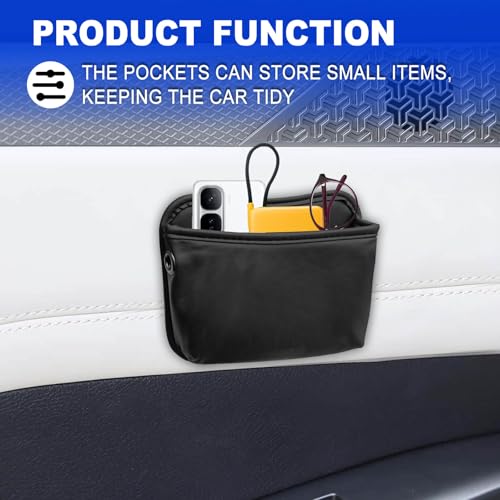 Car Seat Side Storage Pocket/Multi-Pocket Centre Console Storage Box, Car Seat Side Pocket Organizer, PU Leather Pouch Bag (Black)