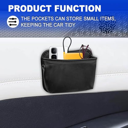 Car Seat Side Storage Pocket/Multi-Pocket Centre Console Storage Box, Car Seat Side Pocket Organizer, PU Leather Pouch Bag (Black)