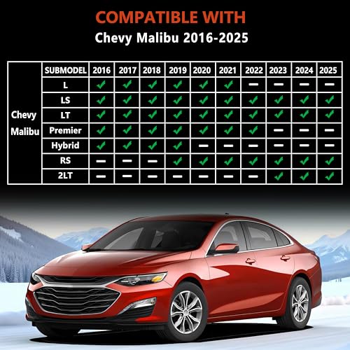 KARPAL Floor Mats for 2016-2025 Chevrolet Chevy Malibu, All-Weather TPE Custom Fit Floor Liners Car Accessories - style: 2016-2025 | For Chevy Malibu | 1st&2nd Row