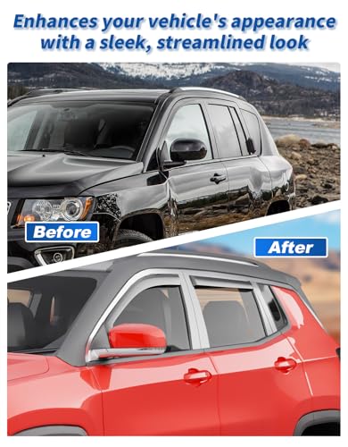 in-Channel Rain Guard Fit for Jeep Compass 2017-2026 Extra-Thick Window Rain Guards Extra Durable Window Deflectors Window Vent Visors Vent Low-Profile Shades Exterior Car Accessories - size: Fit for 2017-2026 Jeep Compass