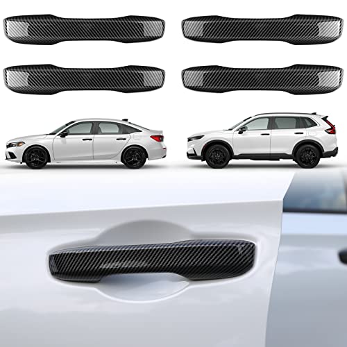Thenice for 11th Gen Civic Accessories Door Handle Cover Exterior Handle Protection Compatible with Honda Civic 2022-2026, Accord/CR-V/HR-V 2023-2026 -Carbon Fiber Grain - color: Carbon fiber