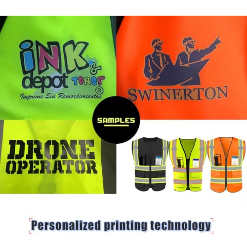 High Visibility Reflective Safety Vest with Pockets Custom Your Logo Safety Workwear - color: A Black Green Webbing, size: Medium
