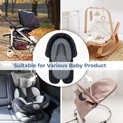 COOLBEBE New 2-in-1 Babybody Supports for Baby Newborn Infants - Extra Soft Stroller Cushion Pads Car Seat Insert, Seasons, Black - color: Black-1