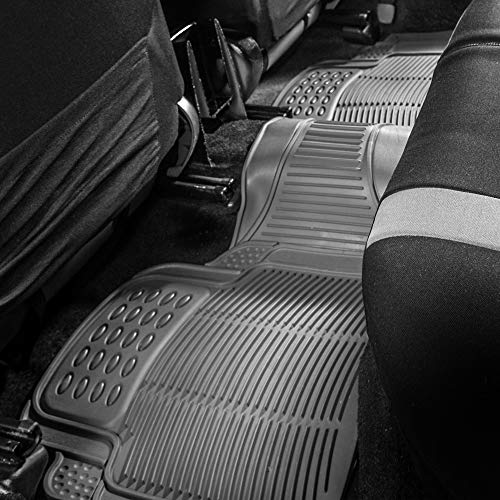 FH Group Climaproof™ Trimmable Non-Slip Vinyl Floor Mats Full Set - Universal Fit for Cars Trucks and SUVs (Gray) F11306 + F16400 - color: Gray, style: Combo Set
