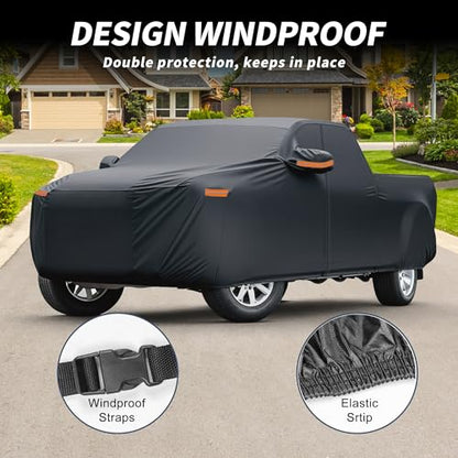 X AUTOHAUX Car Cover Outdoor Waterproof Sun Rain Snow Hail Protection with Left Side Door Zipper 210D-PU for Ford for Ranger