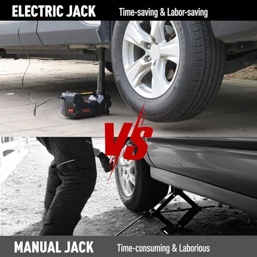 Trihelper Electric Car Jack 5 Ton 12V Floor Jack Hydraulic Jack Stand Car Lift Jack with Integrated Tire Pump for SUV Truck Sedan Vehicle Roadside Emergency Tire Change - color: Black