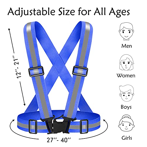 High Visibility Reflective Vest Safety Vest Running Reflective Gear Adjustable Reflective Vest for Walking,Jogging,Hiking,Night Cycling - color: Royal Blue