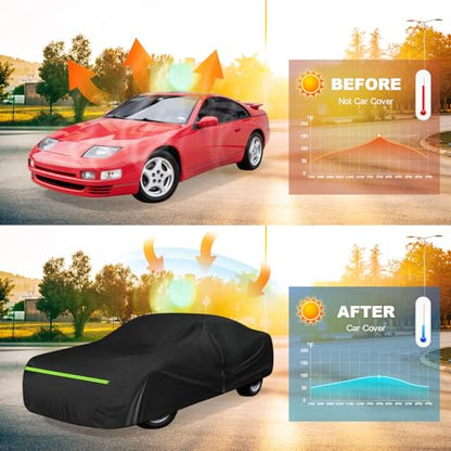 QUNSUNUS Car Cover for Nissan 260Z/280Z/280ZX/300ZX 1974-1996, Waterproof 300ZX Car Covers with Cotton Lining, All Weather Cover with Straps and Zipper - color: for 260Z/280Z/280ZX/300ZX