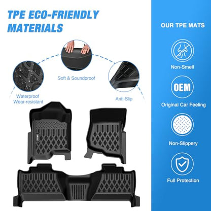 Nilight TPE Floor Mats for Chevy Silverado GMC Sierra 1500 Crew Cab 2007-2013, Silverado GMC Sierra 2500 3500 2007 2008 2009 2010 2011 2012 2013 2014 All Weather Custom Fit Heavy Duty Floor Liners - color: 2007-2013 Silverado GMC Sierra|Crew Cab