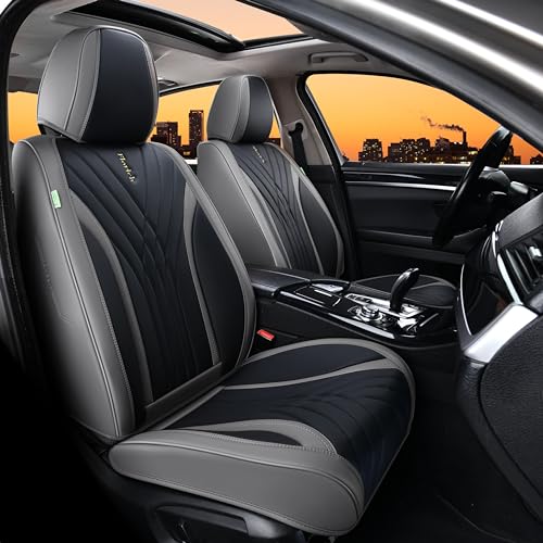 FLORICH Seat Covers, Front Leather Seat Covers, Car Seat Covers 2 PCS,Waterproof Seat Cover for Cars, Luxury Leatherette Gary Car Seat Cushion, Automotive Seat Covers for Sedan SUV Pick-up Truck - color: Gray&Black, size: Front