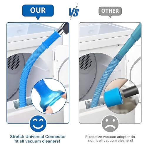 Dryer Vent Cleaner Kit - Universal Vacuum Hose Attachment & Lint Brush, Effectively Clean Clogged Dryer Ducts, Fit Most Vacuums for Dryer, Refrigerator Coils & Behind Appliances
