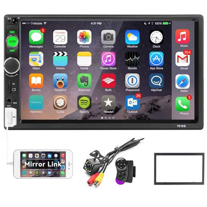 Car Stereo Double Din Bluetooth Car Radio 7 Inch MP5 Player HD Touch Screen FM Radio Audio Receiver AUX in USB TF Card Input UNITOPSCI Multimedia Player Mirror Link with Backup Camera - style: Model 2