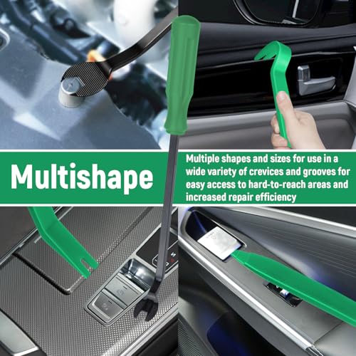 BFXM 5PCS Auto Trim Removal Tool kit, Car Clip Pry Tools Kit No Scratch Plastic, Car Door Panel Rivet Pliers Tool Kit, Automotive Interior Fastener Puller Remover Body Repair Set for Car - color: green