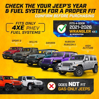 Cat® JustFit™ 3D Floor Mats for Jeep Wrangler 4XE 2021–2026 4-Door Custom Fit All Weather Floor Liners Heavy Duty Rubber Mats for 4XE Hybrid Jeep Wrangler Accessories for Full Interior Protection 4dr - style: Jeep Wrangler 4XE (2021-2026)