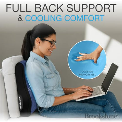 Brookstone BK1172 - Luxurious Back Support Pillow for Office Chairs and Cars, Lumbar Cushion with Premium Grade Memory Foam with Cooling Gel, Soft Plush Cover - color: Black With Cooling (Highback)