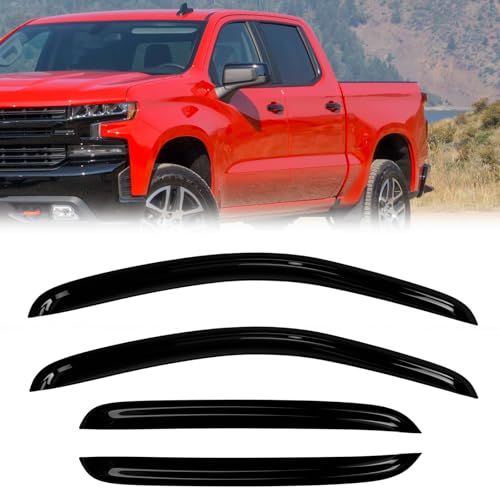 Window Rain Guards Compatible 2007-2013 Chevy Silverado Gmc Sierra Crew Cab 4PC Side Wind Deflector Visors Shade Vent - size: 07-13 Silverado Sierra Crew Cab