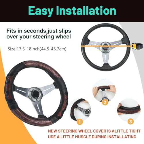 DaisyInner 17.5-18 Inch Truck Steering Wheel Cover Leather Wheel Semi-Truck Comfy Grip Cover Anti-Slip Car Accessory, Fits Rv, Big Rig and Classic Car (Black, Simple Style) - color: Black, size: Leather