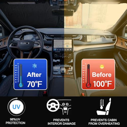 Front Windshield Sunshade fit for Jeep Grand Cherokee/Grand Cherokee l 2014-2026 Foldable Car Shade Windshield Sunshades for Jeep Grand Cherokee Windshield Sun Shade |Keeps Your Vehicle Cool| - size: Fit for Jeep Grand Cherokee 2014-2025