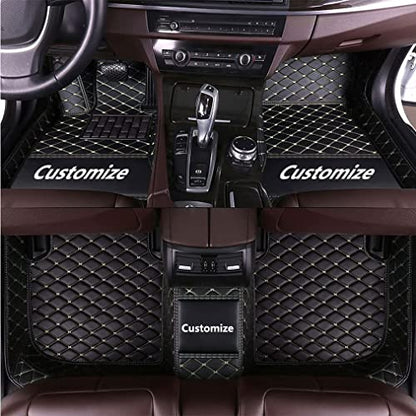 Custom Making Car Floor Mats for 90% Car Model Luxury Leather All Weather Waterproof Anti-Skid Full Coverage Liners (Black Beige) - color: black beige