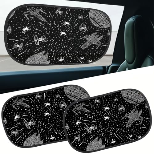 GENANY 2pcs Galaxy Window Sun Shade for Sedan SUV Truck (21x14 Inches), Sun Shades for Side Window, Accessories for Kids, Baby Window Shades, Spring Car Decor - color: Death Star