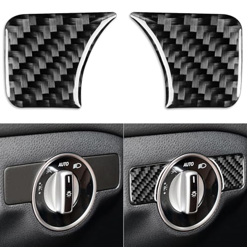 NVCNX Carbon Fiber Compatible with Mercedes-Benz C-Class W204 C300 C350 C63 AMG 2008 2009 2010 Sedan Accessories Car Dash Headlight Switch Button Panel Cover Interior Trim Sticker Decal 2PCs - color: Dash Headlight Switch Button Trim - for 2008-2010
