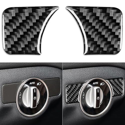 NVCNX Carbon Fiber Compatible with Mercedes-Benz C-Class W204 C300 C350 C63 AMG 2008 2009 2010 Sedan Accessories Car Dash Headlight Switch Button Panel Cover Interior Trim Sticker Decal 2PCs - color: Dash Headlight Switch Button Trim - for 2008-2010