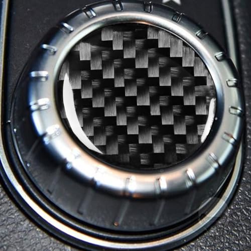 Generic Auto Center Console Multimedia Adjustment Knob Trim Cap Panel Sticker Real Carbon Fiber Interior Trim Accessories Compatible with Benz CLA C117 2014-2018 GLA X156 2015-2019 Black, BM8112 - color: Center Console Multimedia Adjustment Knob Trim Cap