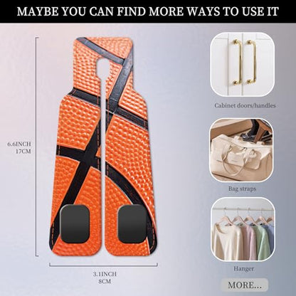 PU Leather Car Seat Hook, Storage Headrest Hanger, Cute Car Backseat Organizer, Car Hooks for Purses and Bags Basketball Texture - color: Basketball Texture