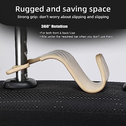Car Seat Headrest Hooks Vehicle Storage Organizer for Purses Handbags Groceries Coats – Holds 55 lbs 360° Rotating Checkered Pattern Design 4 Pack (Beige Checkered) - color: Beige Checkered