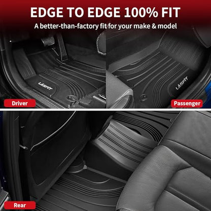 LASFIT Floor Mats for Hyundai Santa Fe 2021 2022 2023 (Only Fit Gas, Not Fit Hybrid or PHEV), All Weather TPE Custom Fit Car Floor Liners 1st & 2nd Row Mats Accessoires, Black - size: 2)For Hyundai Santa Fe | 2021-2023 | Gas
