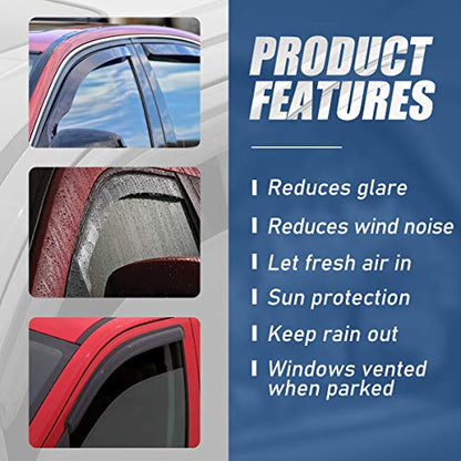 Auto Dynasty Rain Guards in-Channel Compatible with 1992-2000 Chevy GMC C/K Suburban Tahoe Yukon, Acrylic 4pcs Window Visor Deflector