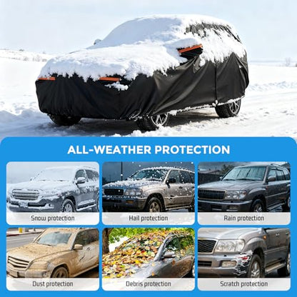 Winter Car Cover for Ford Explorer 1991-2025, Heavy Duty SUV Full Car Cover Waterproof All Weather Outdoor for Hail Snow Ice Rain Sun UV Dust Protector, with Driver Side Zipper & Reflective Strips