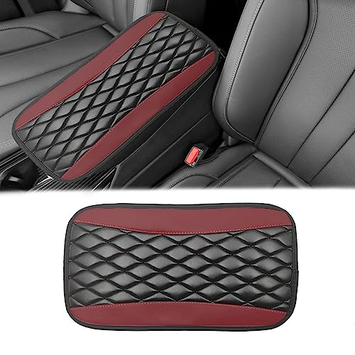 Car Center Console Cover, Universal Leather Waterproof Armrest Seat Box Cover Protector, Comfortable Car Decor Accessories Fit for Most Cars, Vehicles, SUVs-Wine Red - color: Wine red